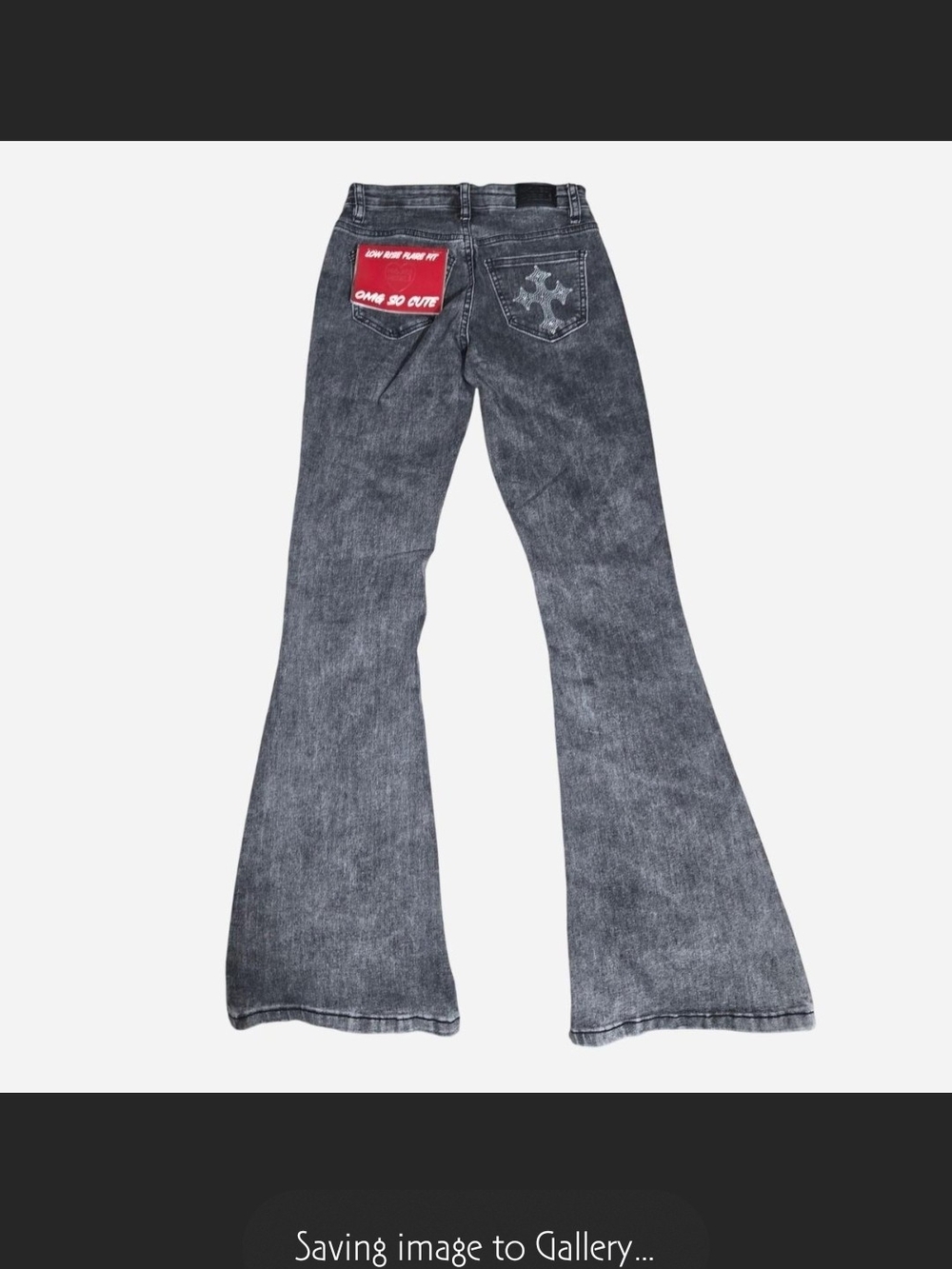 Women’s Gray Wide-Leg Flare Jeans with Star Back Pocket